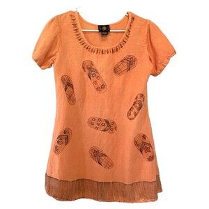 Raya Sun Orange Dress/Tunic Beach Coverup Tropical Adult M Womans Beachy Resort